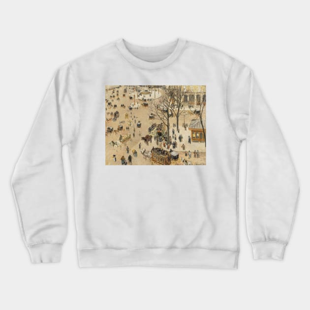 La Place due Theatre Francais by Camille Pissarro Crewneck Sweatshirt by Classic Art Stall